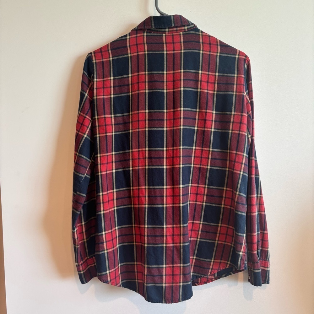 Zara Woman Red Plaid Studded Snap Button Flannel Shirt Medium Western Cowgirl - Picture 5 of 7